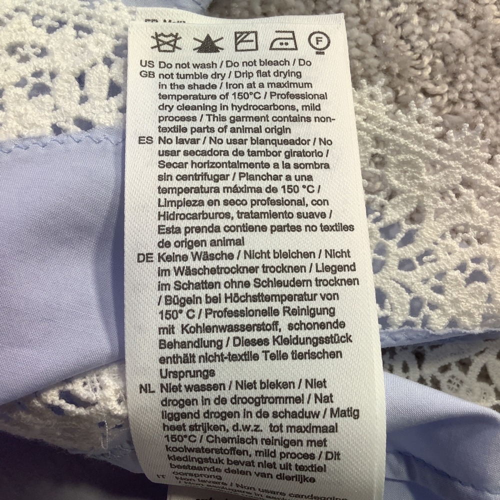 Sandro Gaia Light Blue Lace Trim Cropped Cotton Button Down Shirt Size 40 2 NWT - Picture 9 of 14